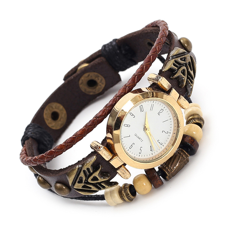 Men Accessories Pk - Vintage Leder Quarzuhr Hip-Hop Punk Unisex