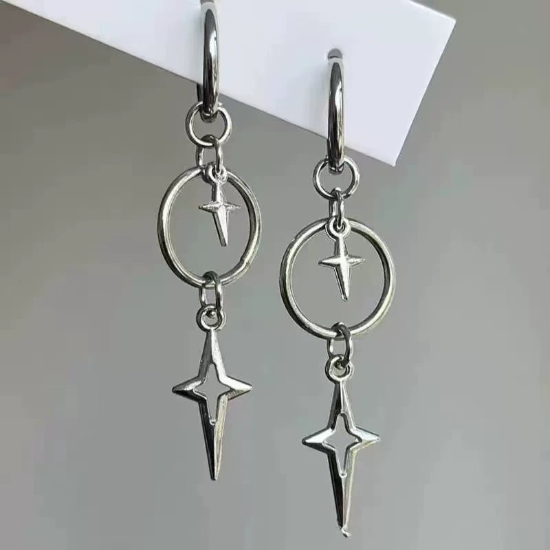 Men'S Accessories Trending - Personalisierte Punk Kreuz Stern Anhänger Ohrringe