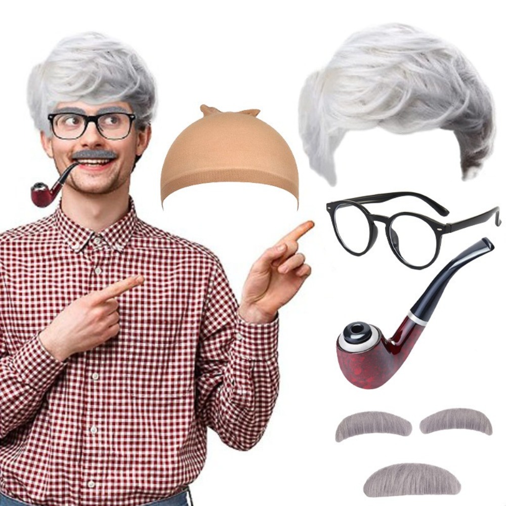 Men'S Accessories Clothing - Opa Cos Perücke Anzug Bühne Spielen