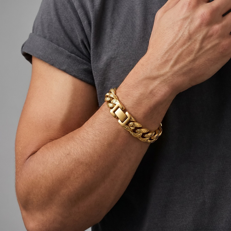Men'S Accessories Hand Bands - Herrenarmband, 13 mm breit, Edelstahl, Panzerkette,
