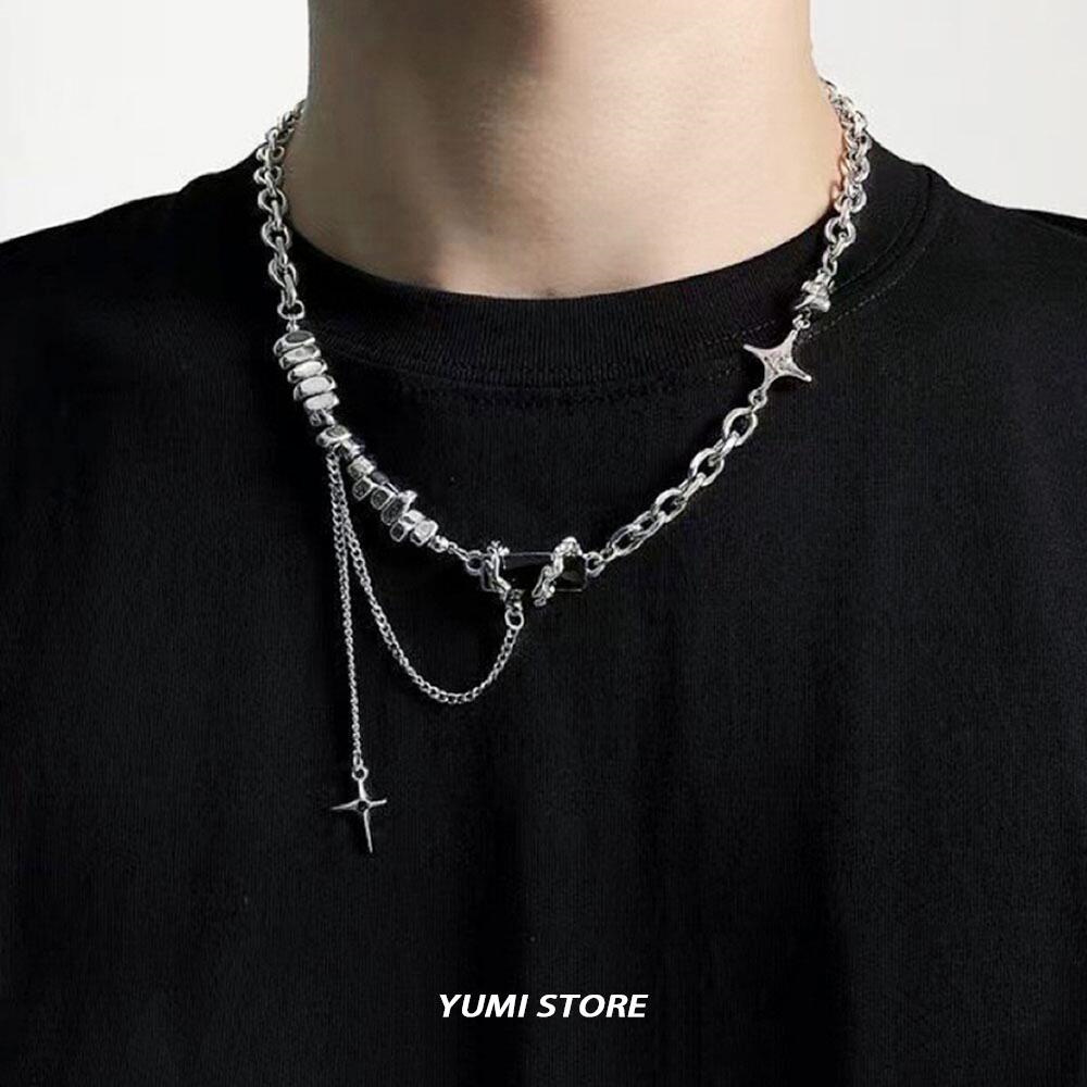 Men'S Accessories Trending - Titan Stahl Schwarz Stern Halskette Für