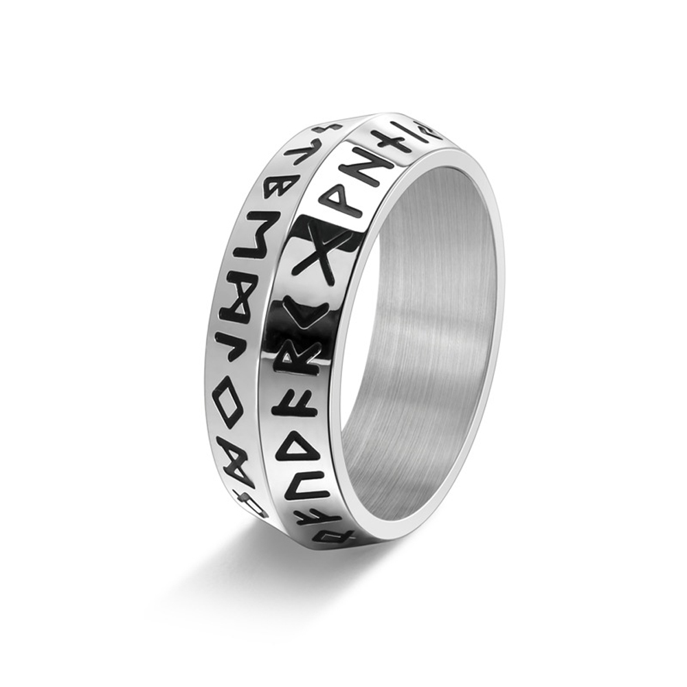 Men'S Accessories Hand Bands - Viking-Ring mit doppelter abgeschrägter Kante, Titanstahl,