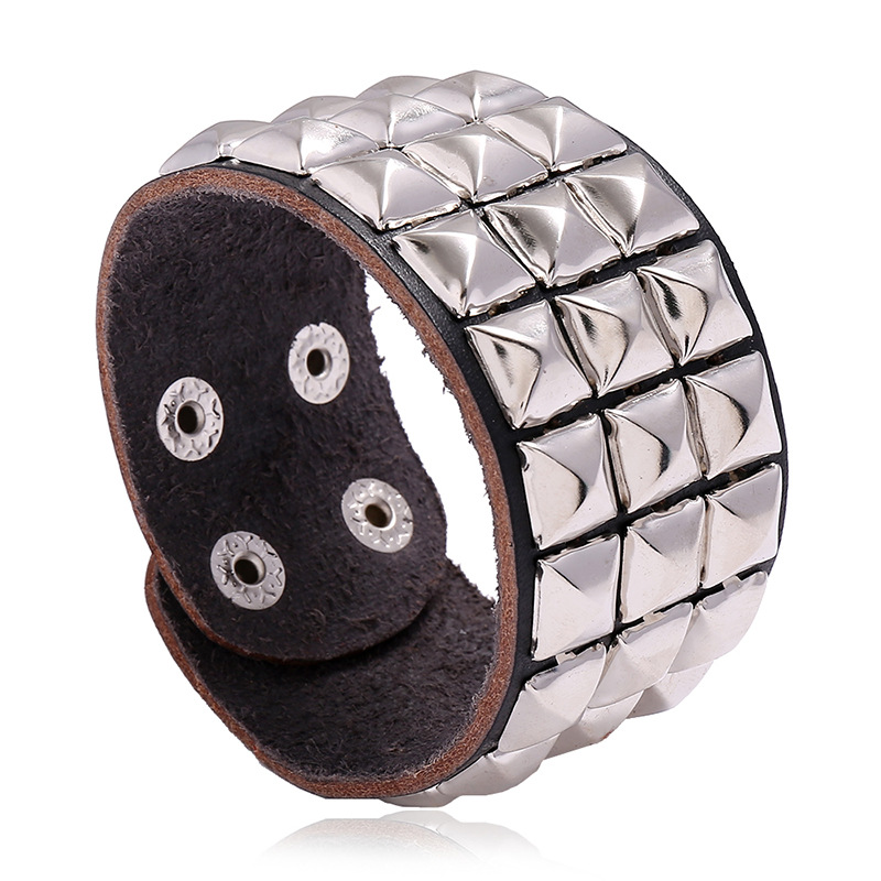 Men Accessories Pk - Herren Hip Hop Punk Dreireihiges Biker-Armband