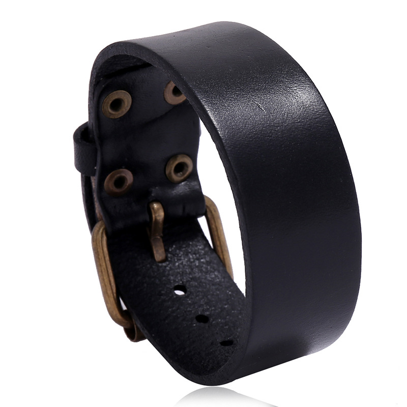 Men Accessories Pk - Minimalistisches Vintage-Herren-Armband aus echtem Leder mit