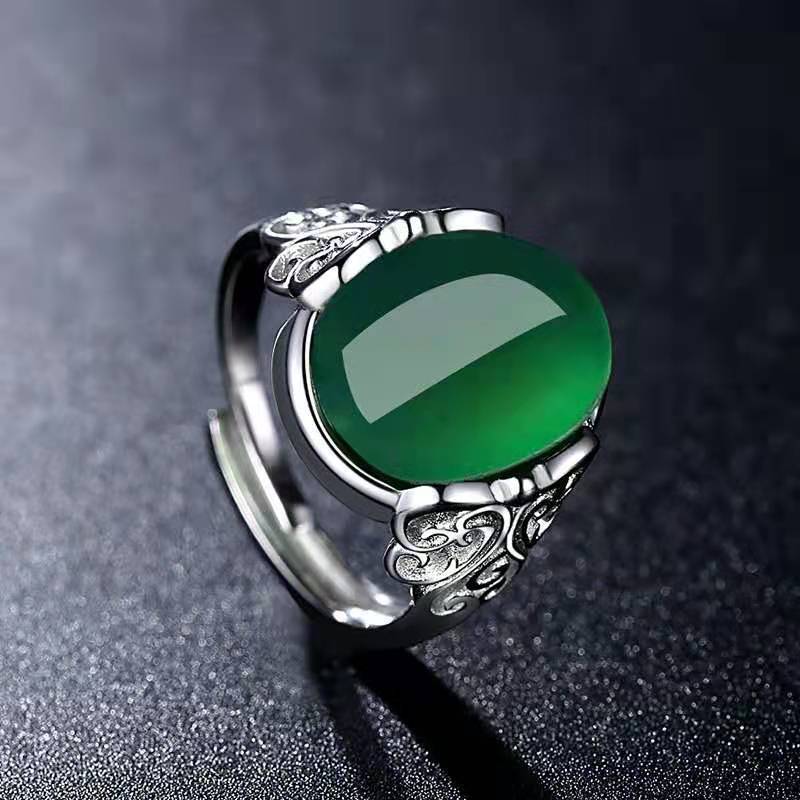 Men'S Accessories Hand Bands - Natürlicher blauer Chalcedon-Ring, handgeschnitzt, modischer Boutique-Schmuck