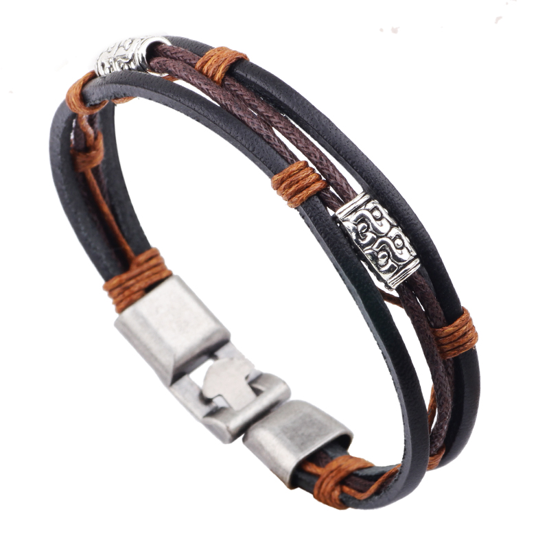 Men'S Accessories Hand Bands - 22 cm drei Schichten Lederarmband Männer